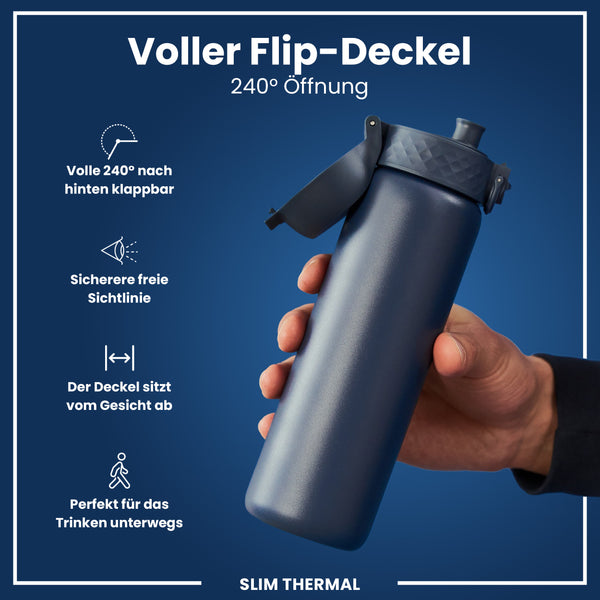 Isolierte Edelstahl-Wasserflasche, Ash Navy, 500 ml