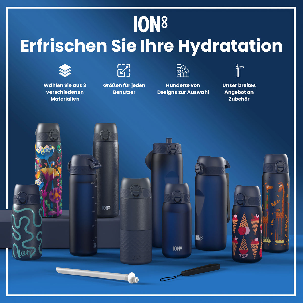 Isolierte Edelstahl-Wasserflasche, Ash Navy, 500 ml