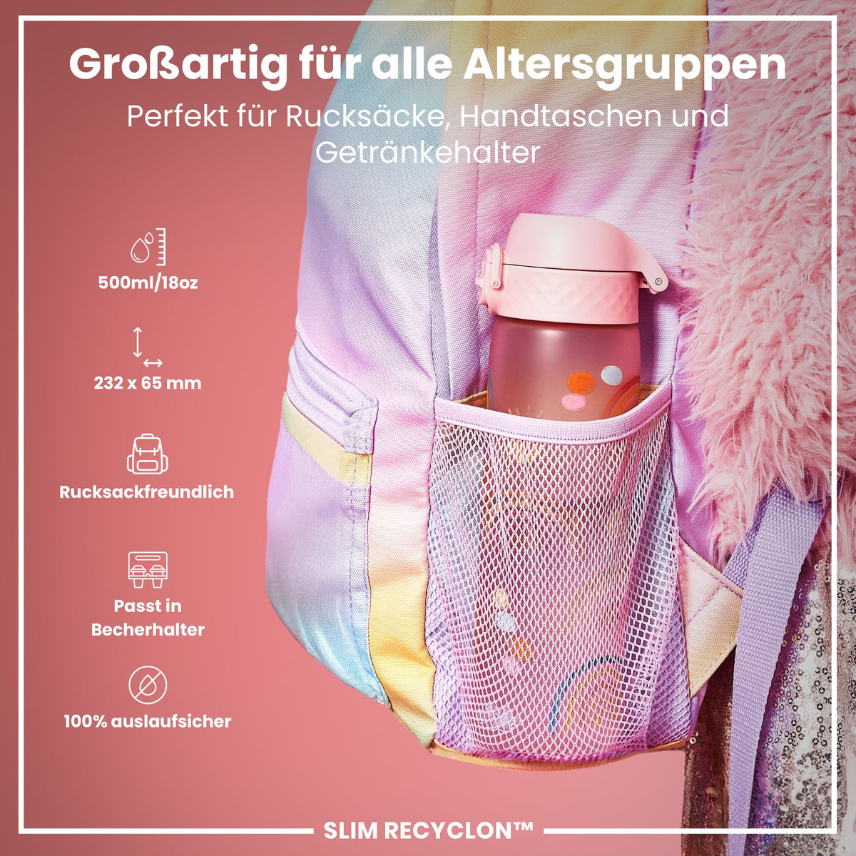 Recyclon Trinkflasche, Regenbšgen, 500 ml