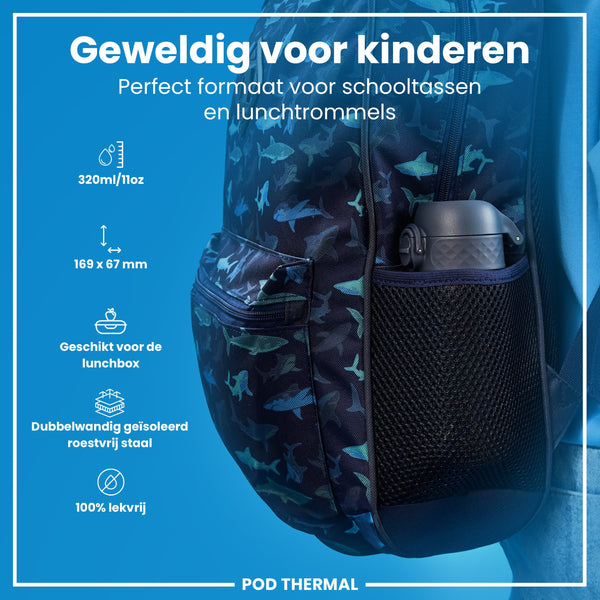 Isolierte Edelstahl-Wasserflasche, Ash Navy, 320 ml