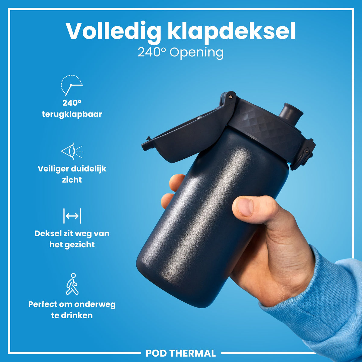 Isolierte Edelstahl-Wasserflasche, Ash Navy, 320 ml