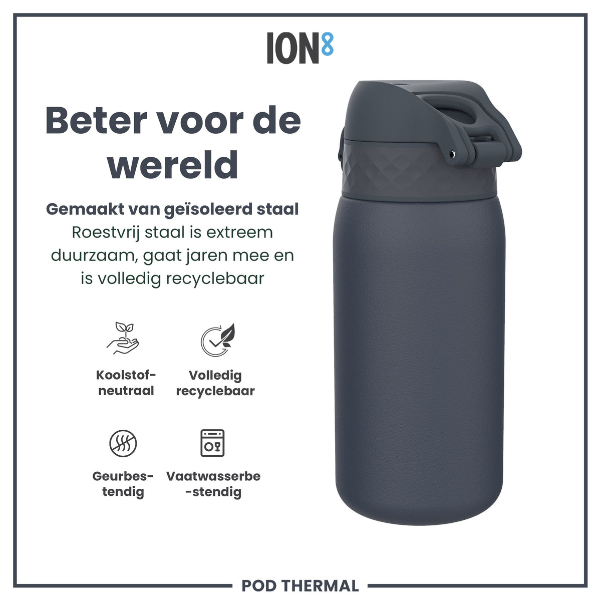 Isolierte Edelstahl-Wasserflasche, Ash Navy, 320 ml