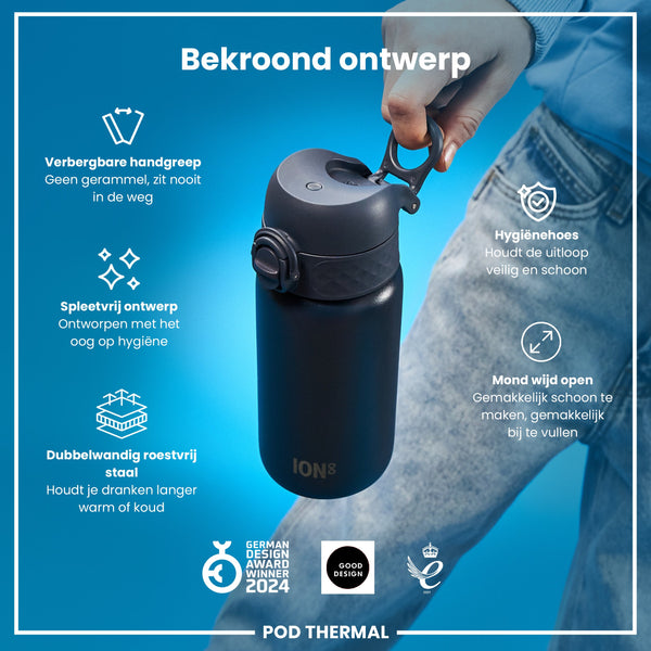 Isolierte Edelstahl-Wasserflasche, Ash Navy, 320 ml