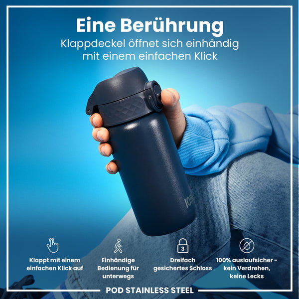 Leichte Edelstahl-Trinkflasche, Aschemarine, 400 ml