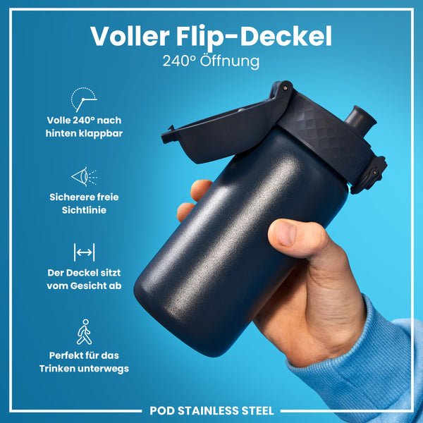 Leichte Edelstahl-Trinkflasche, Aschemarine, 400 ml