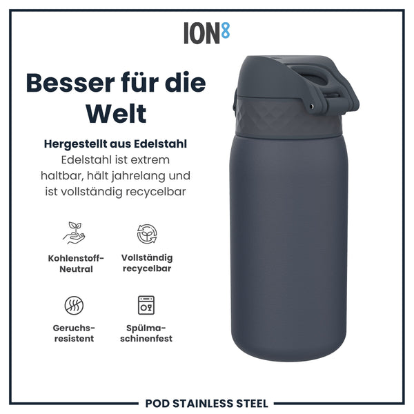 Leichte Edelstahl-Trinkflasche, Aschemarine, 400 ml