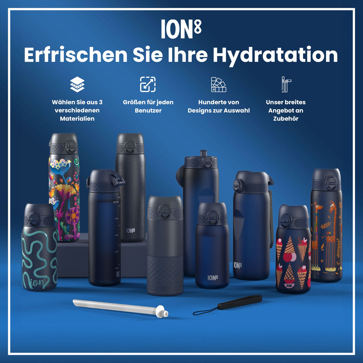 Leichte Edelstahl-Trinkflasche, Aschemarine, 400 ml