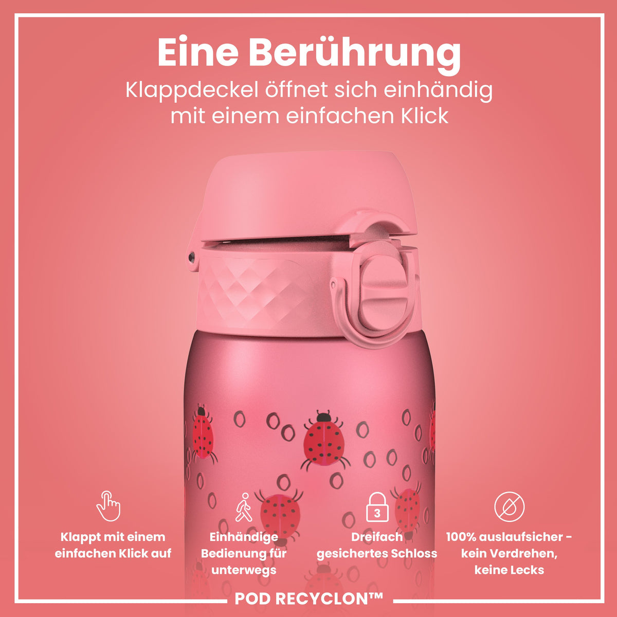 Recyclon Trinkflasche, Marienkäfer, 350 ml