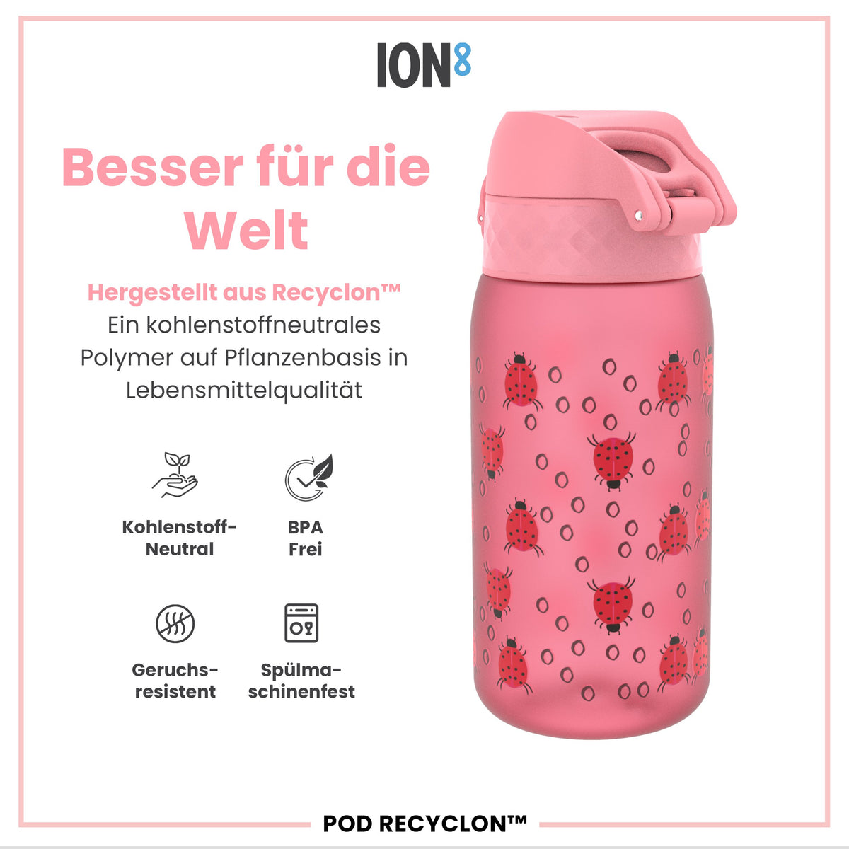 Recyclon Trinkflasche, Marienkäfer, 350 ml