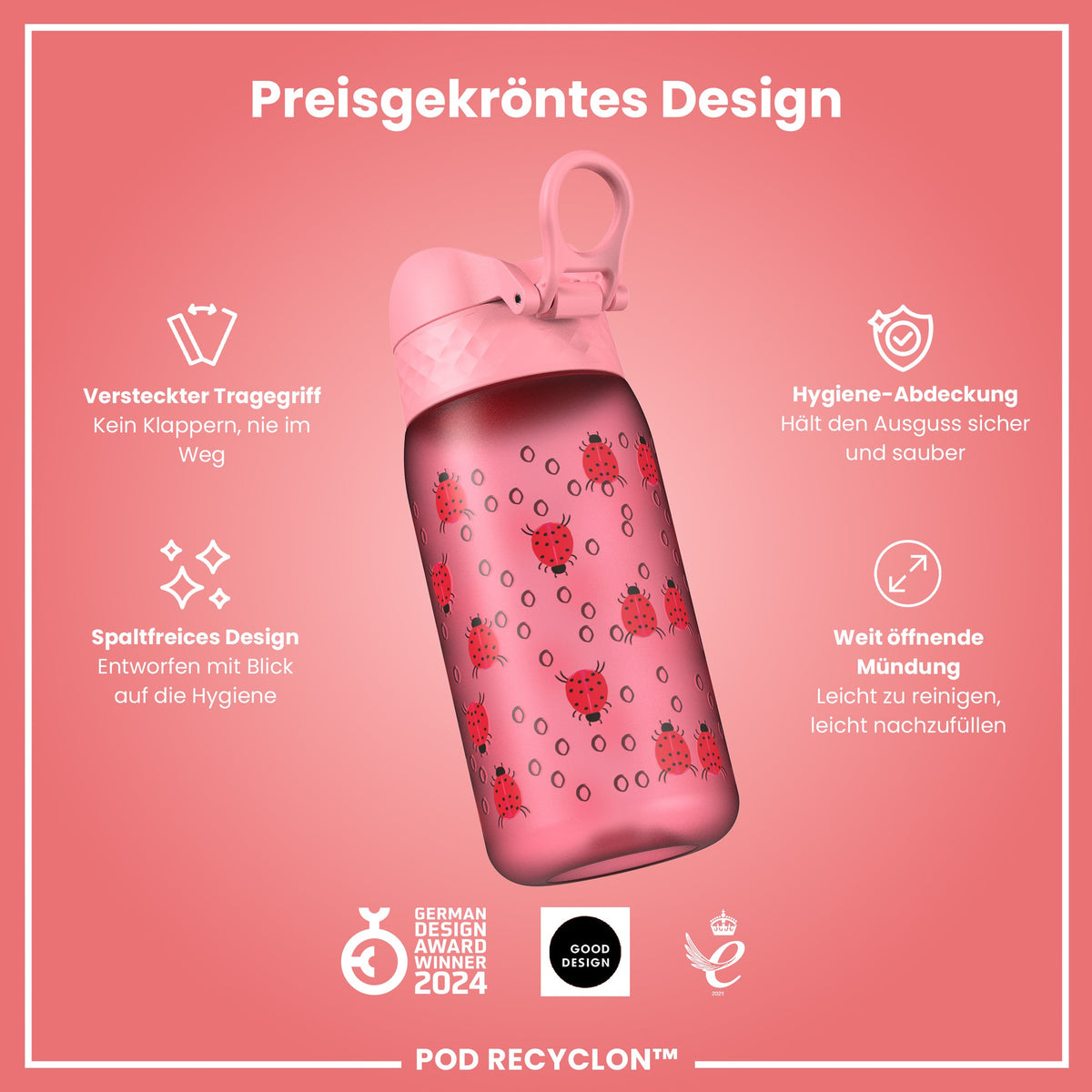 Recyclon Trinkflasche, Marienkäfer, 350 ml
