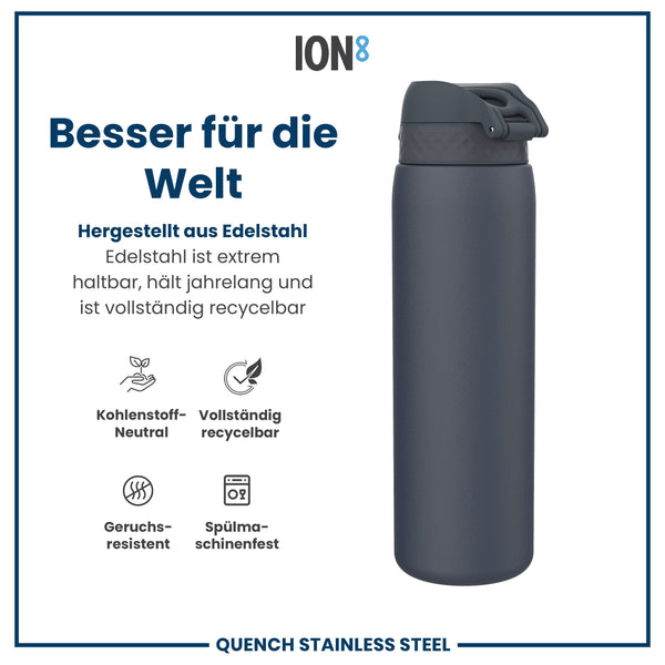 Leichte Edelstahl-Wasserflasche, Aschemarine, 1 L