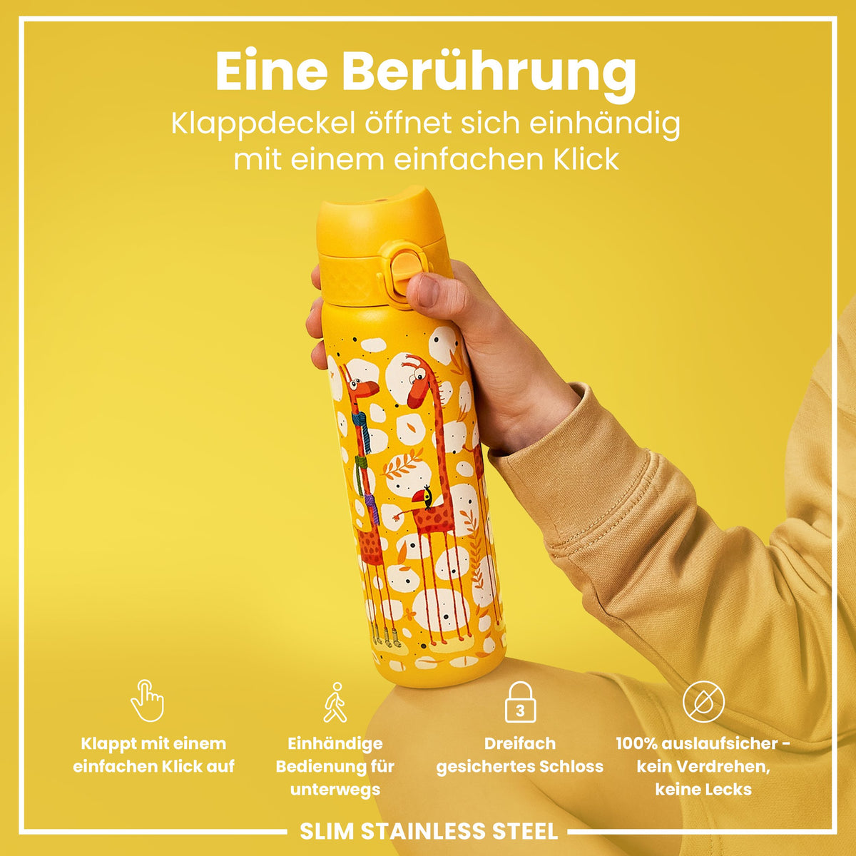 Leichte Edelstahl-Trinkflasche, Giraffen, 600 ml