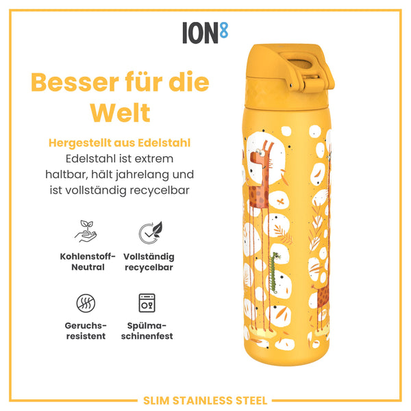 Leichte Edelstahl-Trinkflasche, Giraffen, 600 ml