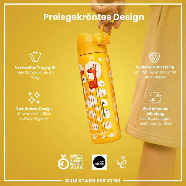Leichte Edelstahl-Trinkflasche, Giraffen, 600 ml