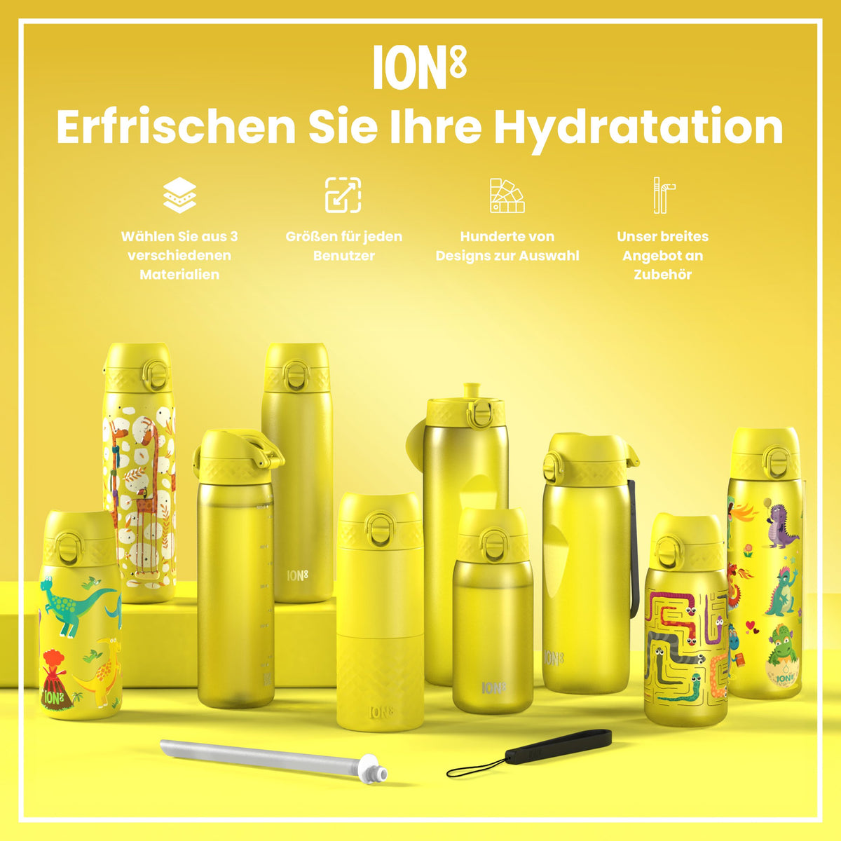 Leichte Edelstahl-Trinkflasche, Giraffen, 600 ml