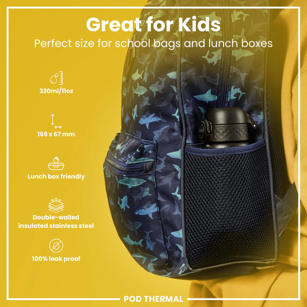 Isolierte Edelstahl-Wasserflasche, Schwarz, 320 ml