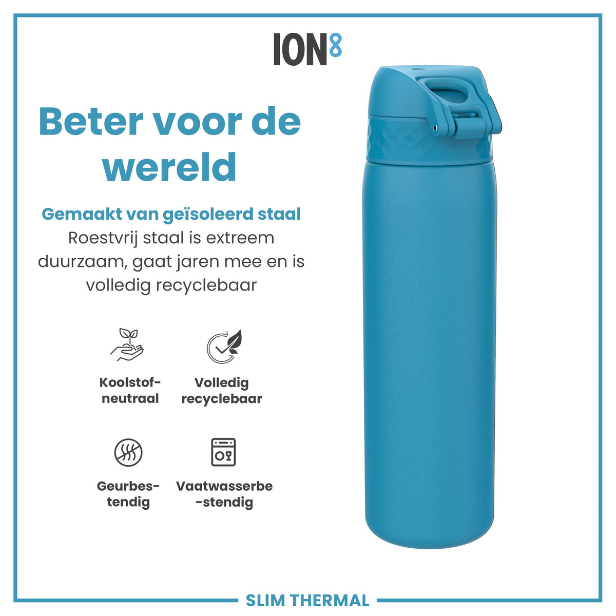 Isolierte Edelstahl-Wasserflasche, Blau, 500 ml