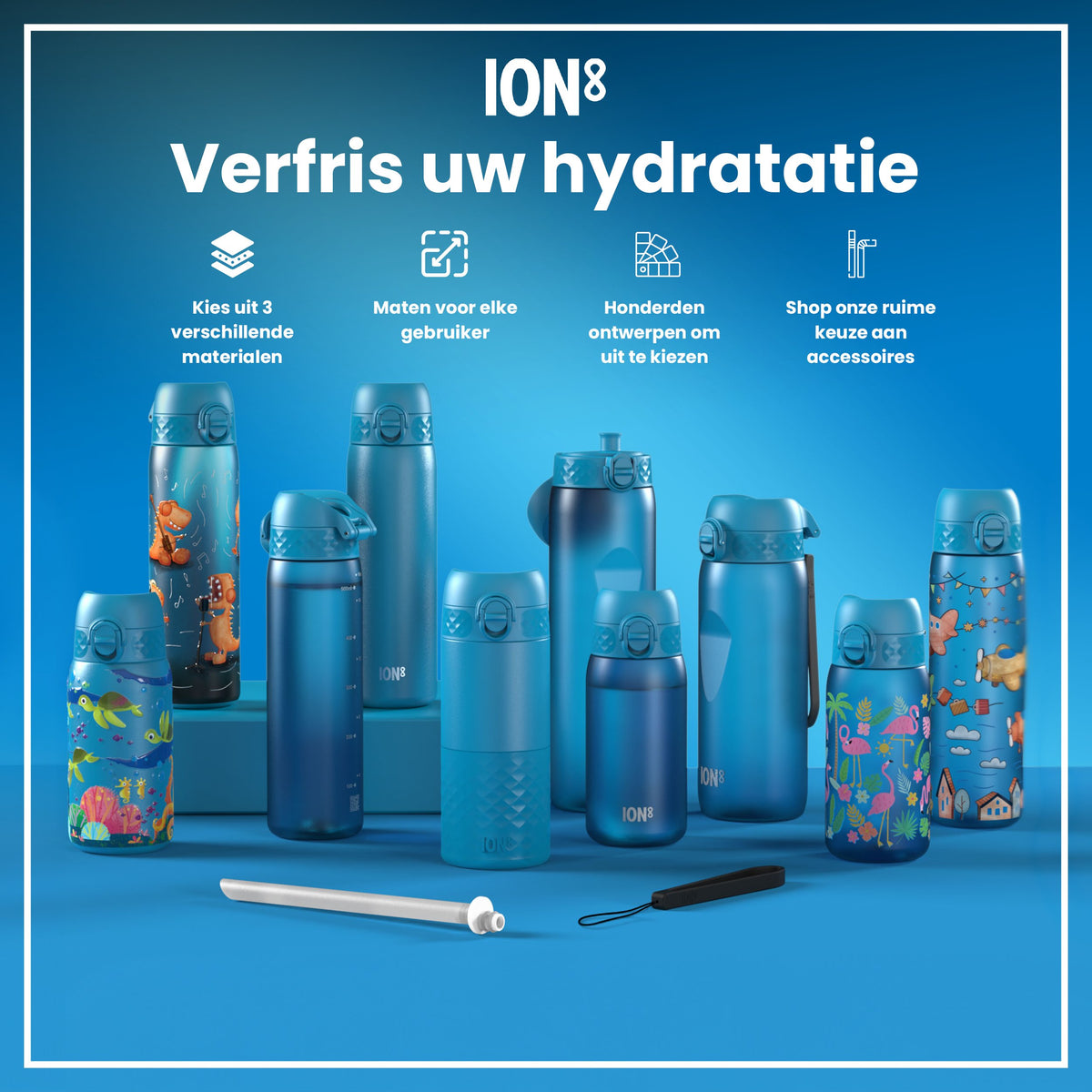 Isolierte Edelstahl-Wasserflasche, Blau, 500 ml