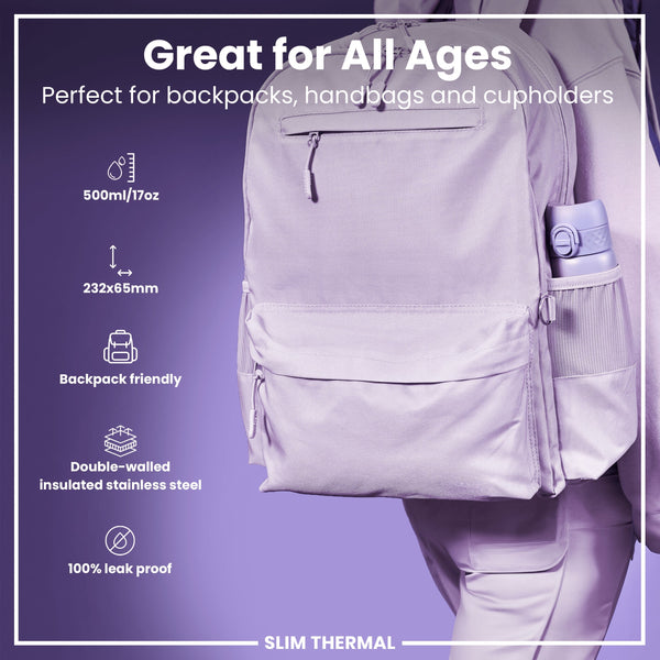 Isolierte Edelstahl-Wasserflasche, Hellviolett, 500 ml