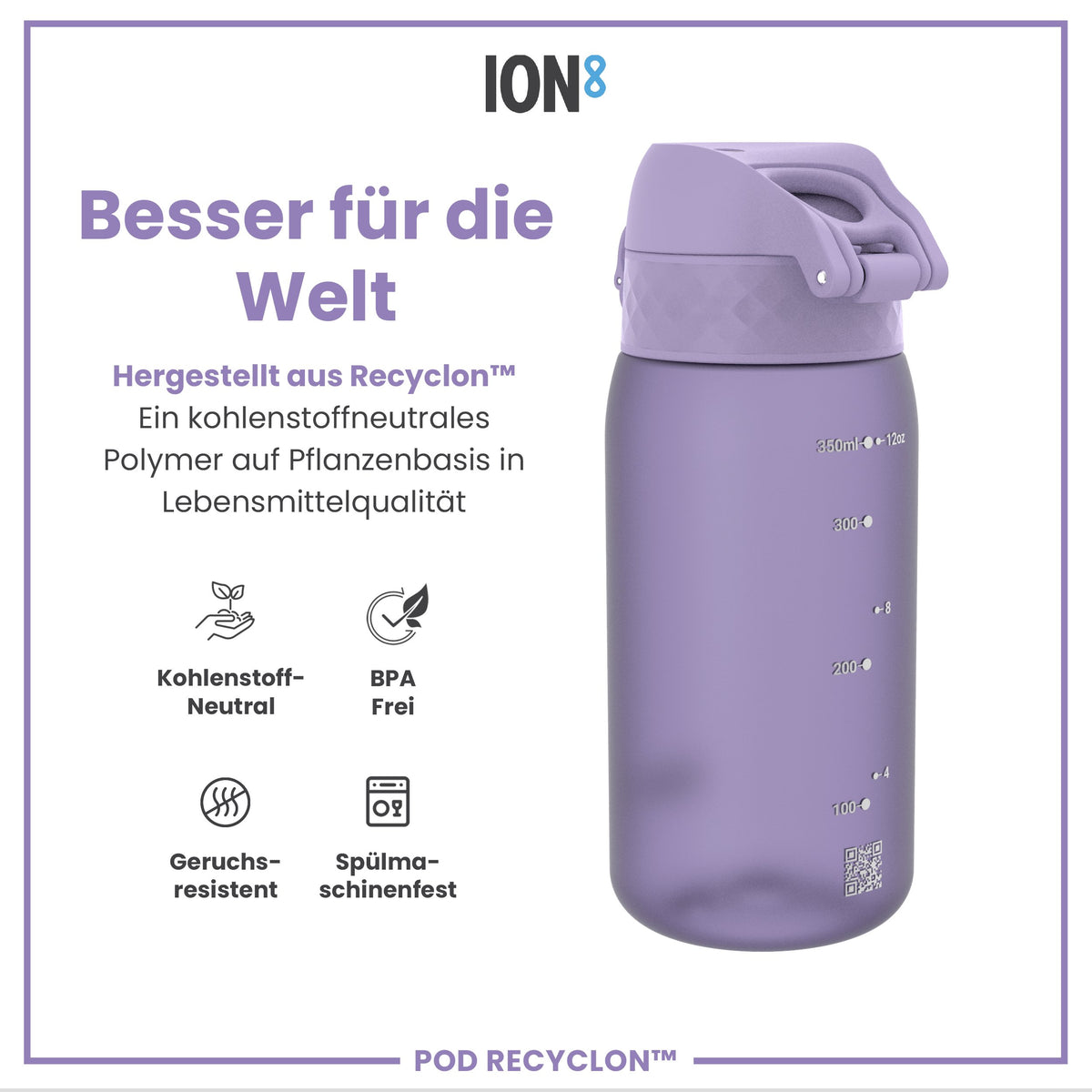 Recyclon Wasserflasche,  Helllila, 350 ml