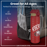 A red, 600ml/20oz, slim stainless steel water bottle with 
