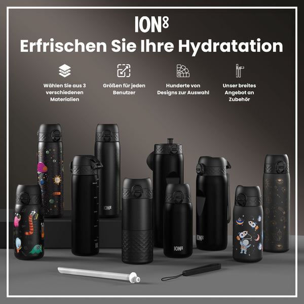 Leichte Edelstahl-Trinkflasche, Schwarz, 400 ml