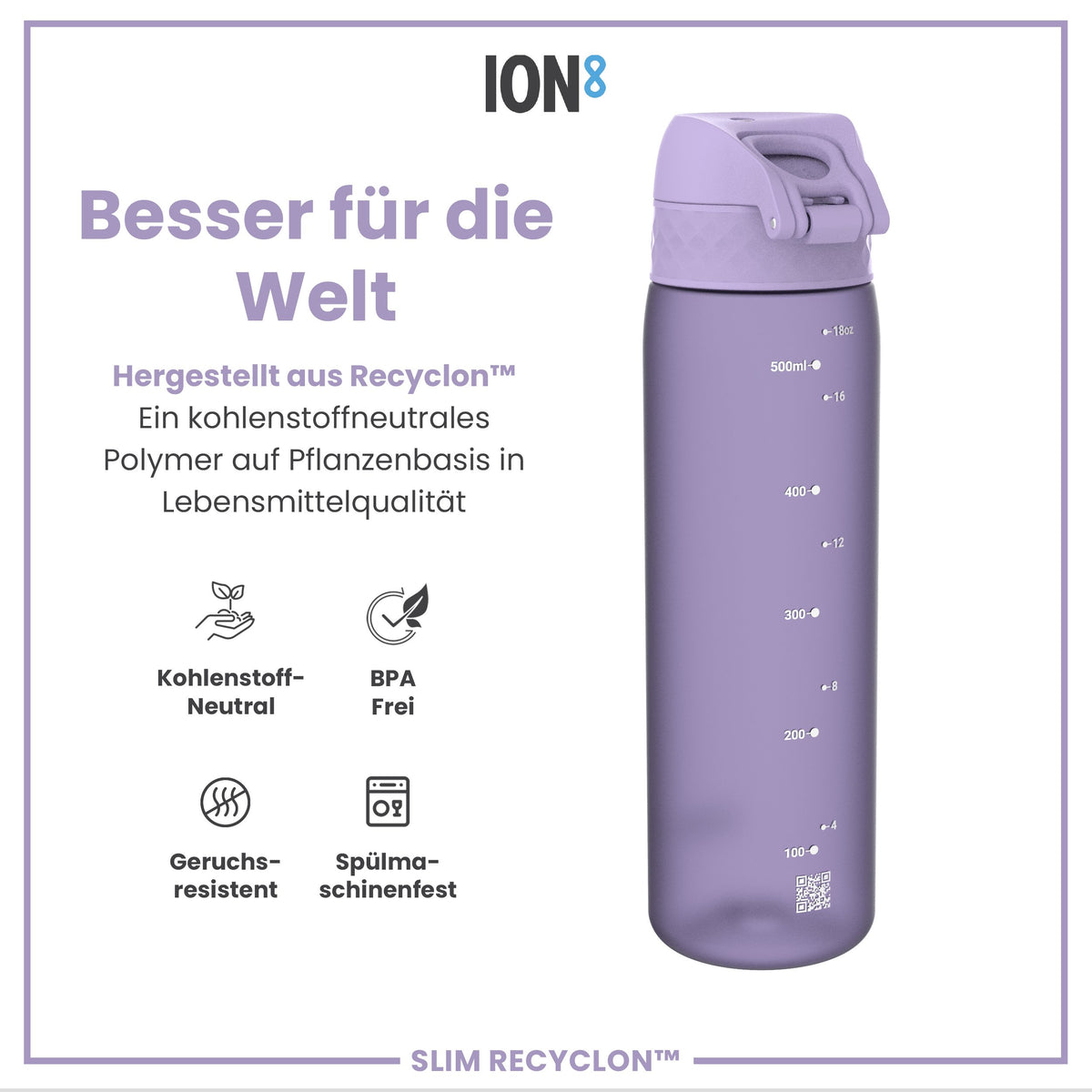 Recyclon Trinkflasche, Helllila, 500 ml