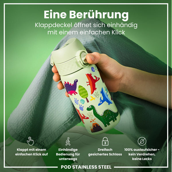 Leichte Edelstahl-Wasserflasche, Dinosaurier, 400 ml