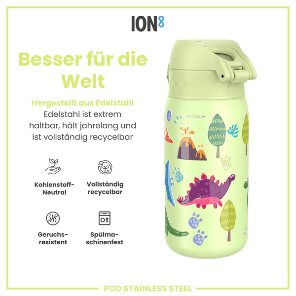 Leichte Edelstahl-Wasserflasche, Dinosaurier, 400 ml