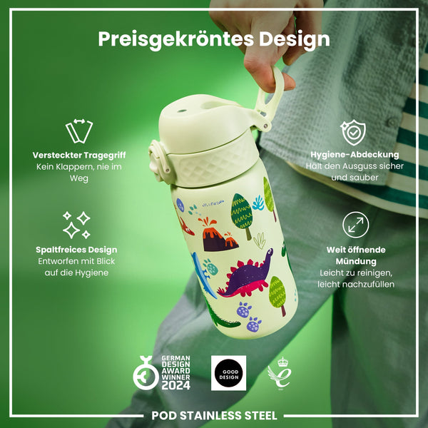 Leichte Edelstahl-Wasserflasche, Dinosaurier, 400 ml
