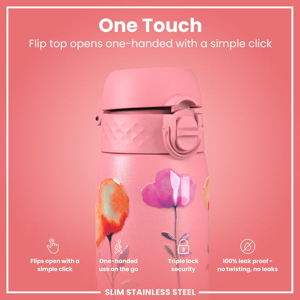 Leichte Edelstahl-Wasserflasche, Blumen, 600 ml