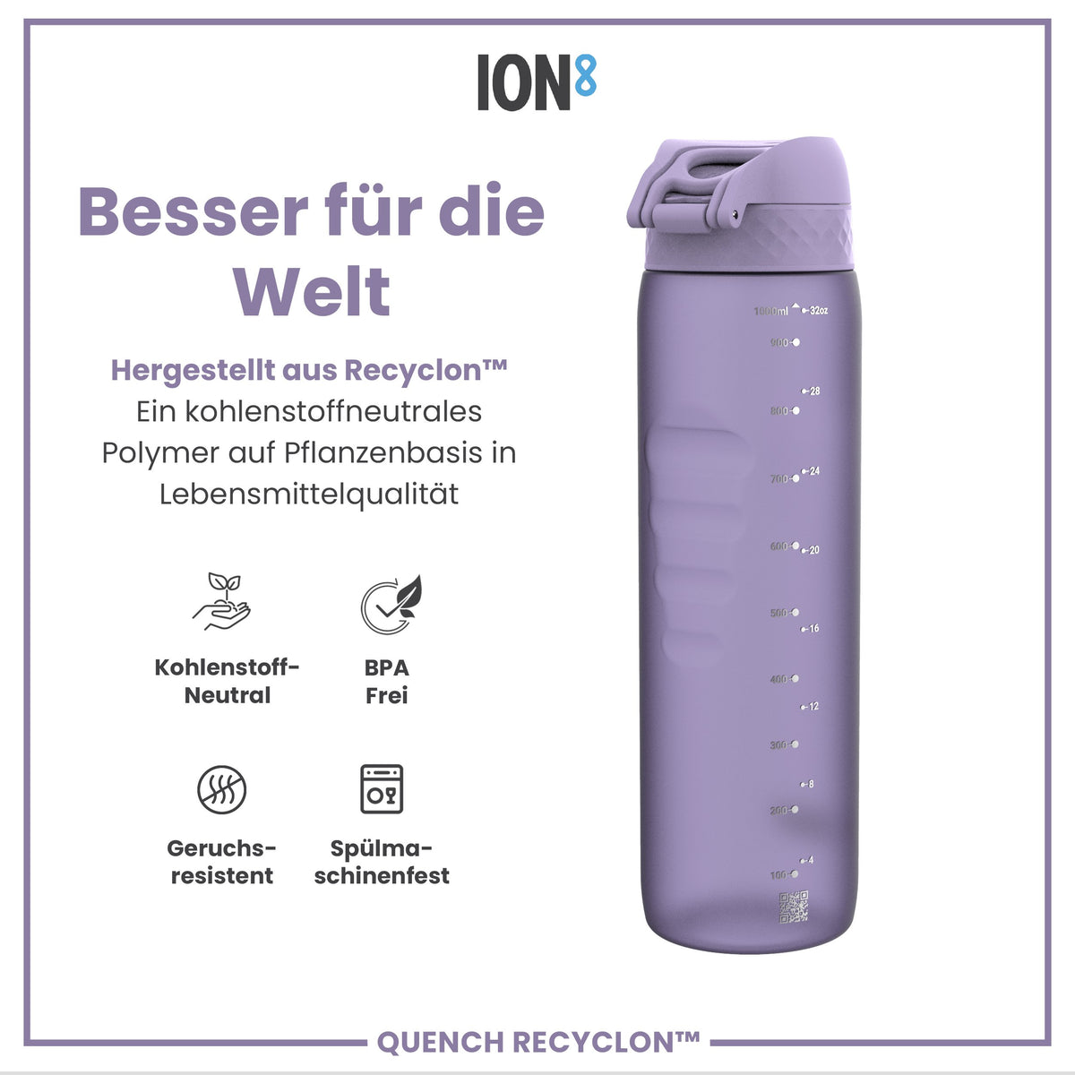 Recyclon-Wasserflasche, Helllila, 1 L