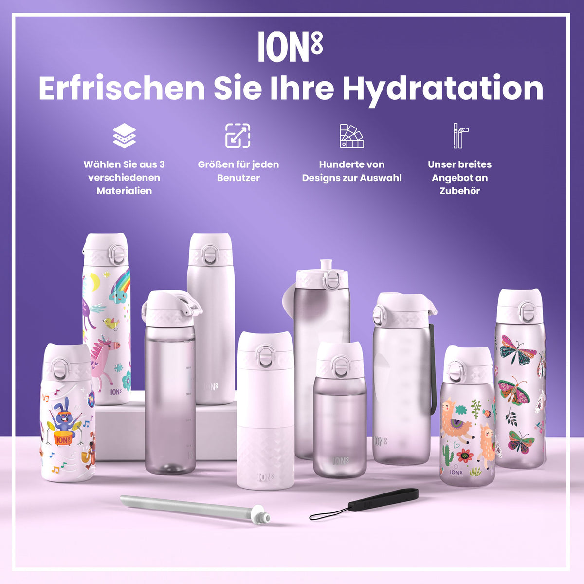 Recyclon-Wasserflasche, Helllila, 1 L