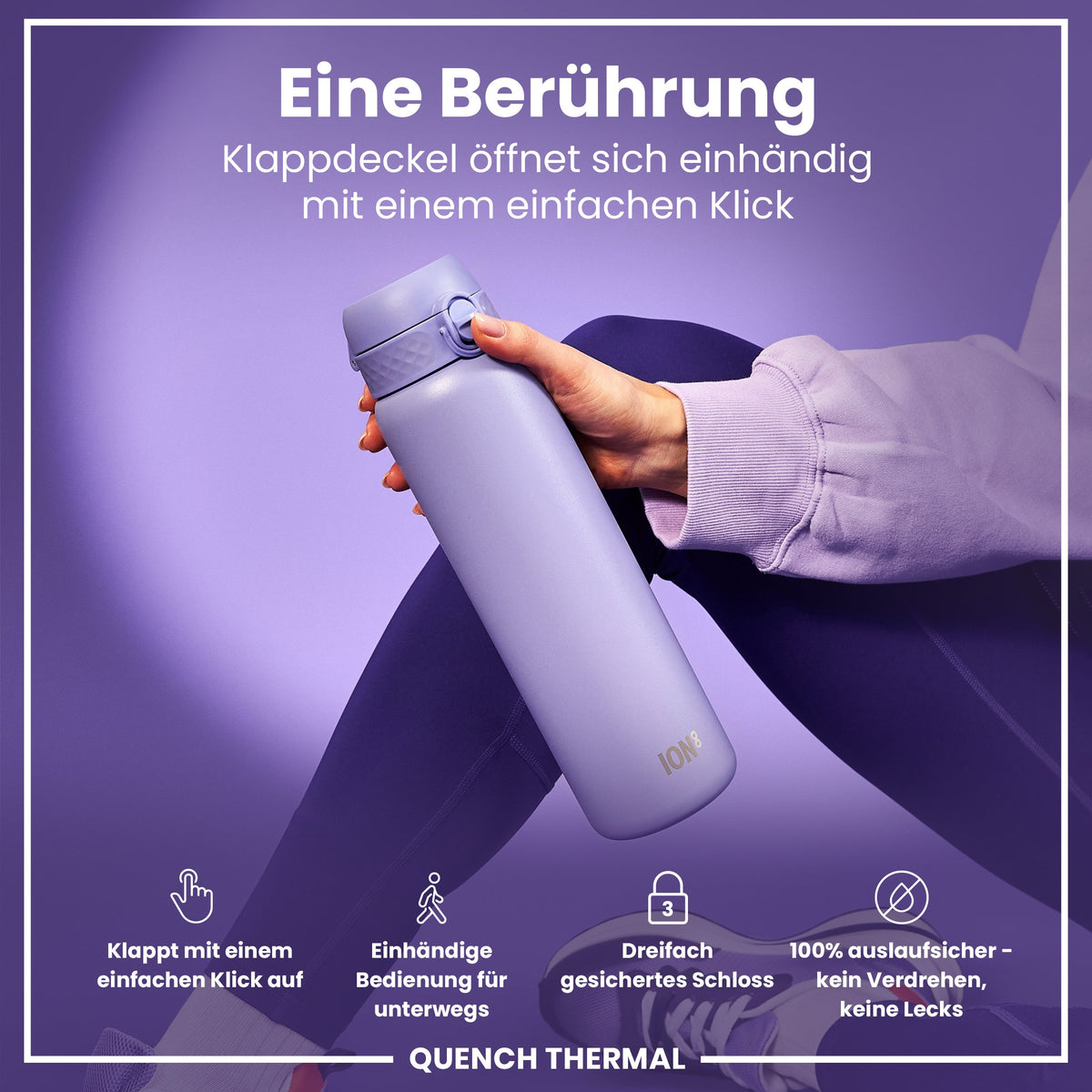 Isolierte Edelstahl-Wasserflasche, Helllila, 1 L