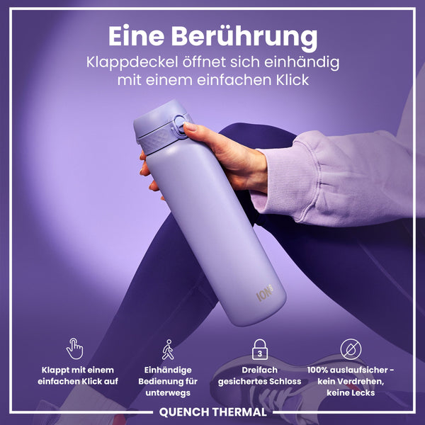 Isolierte Edelstahl-Wasserflasche, Helllila, 1 L