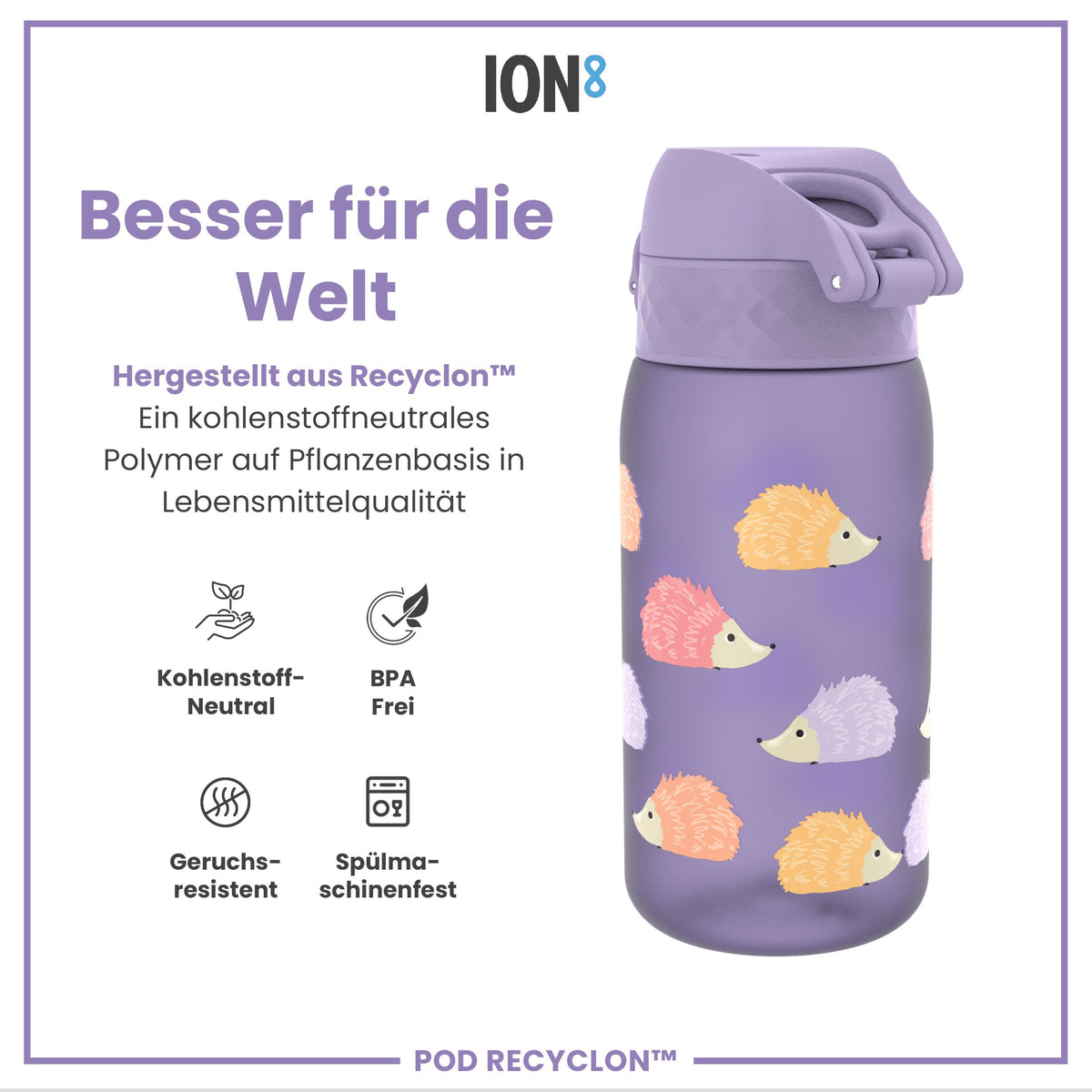Recyclon Trinkflasche,  Igel, 350 ml