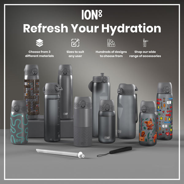 Isolierte Edelstahl-Wasserflasche, Grau, 500 ml