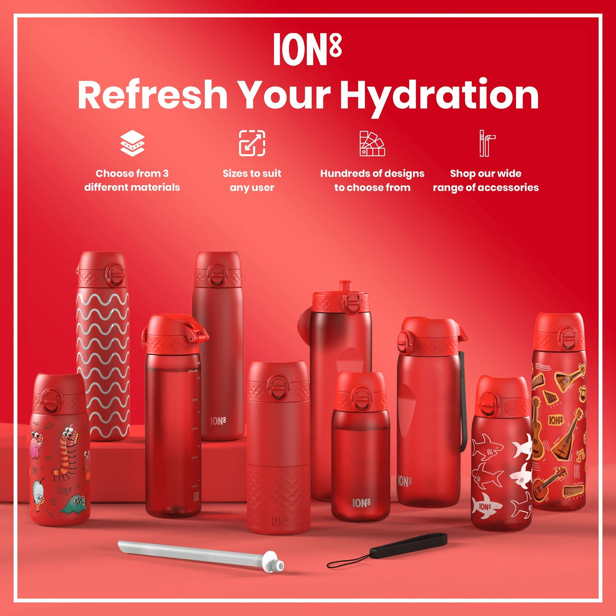 Isolierte Edelstahl-Wasserflasche, Rot, 320 ml