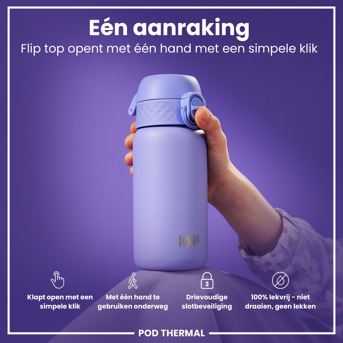 Isolierte Edelstahl-Wasserflasche, Helllila, 320 ml