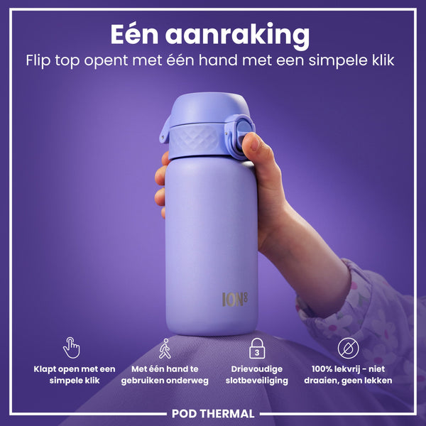 Isolierte Edelstahl-Wasserflasche, Helllila, 320 ml