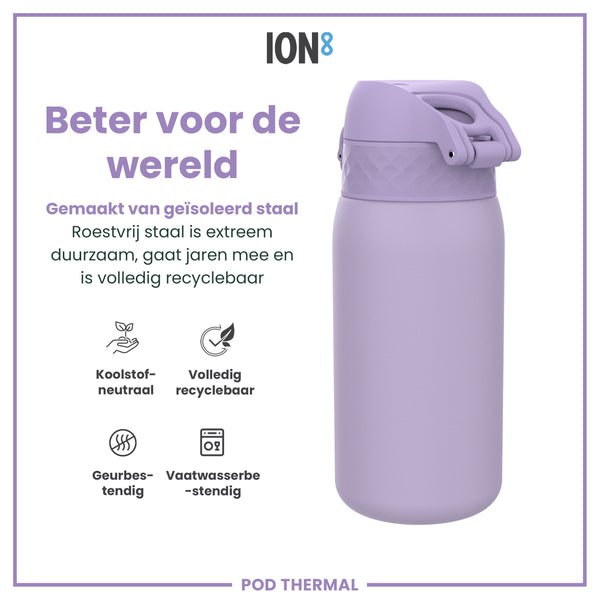 Isolierte Edelstahl-Wasserflasche, Helllila, 320 ml