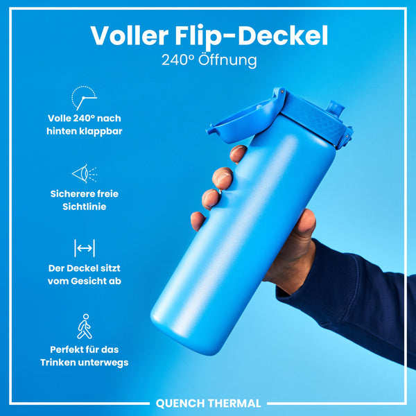 Isolierte Edelstahl-Wasserflasche, Blau, 1 L