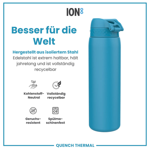 Isolierte Edelstahl-Wasserflasche, Blau, 1 L