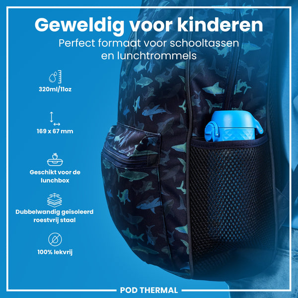 Isolierte Edelstahl-Wasserflasche, Blau, 320 ml