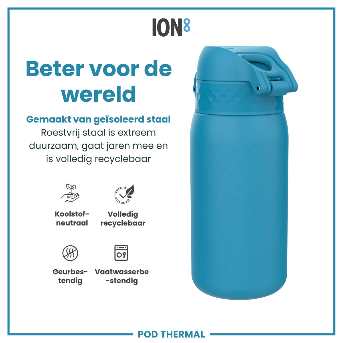 Isolierte Edelstahl-Wasserflasche, Blau, 320 ml