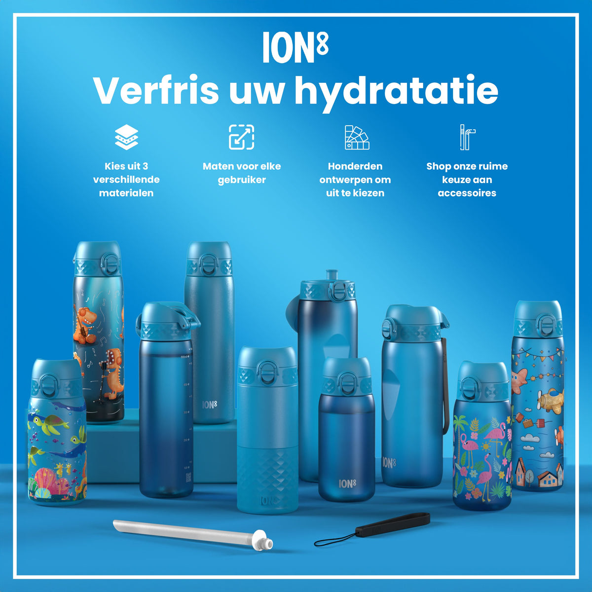 Isolierte Edelstahl-Wasserflasche, Blau, 320 ml