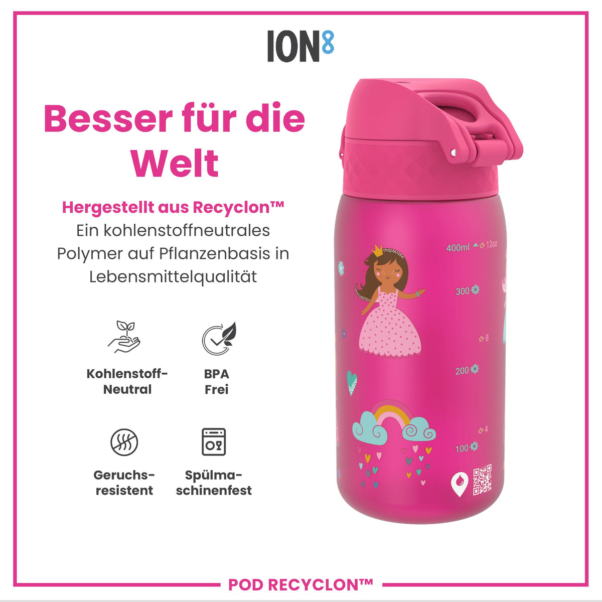 Recyclon Wasserflasche, Prinzessin, 350 ml
