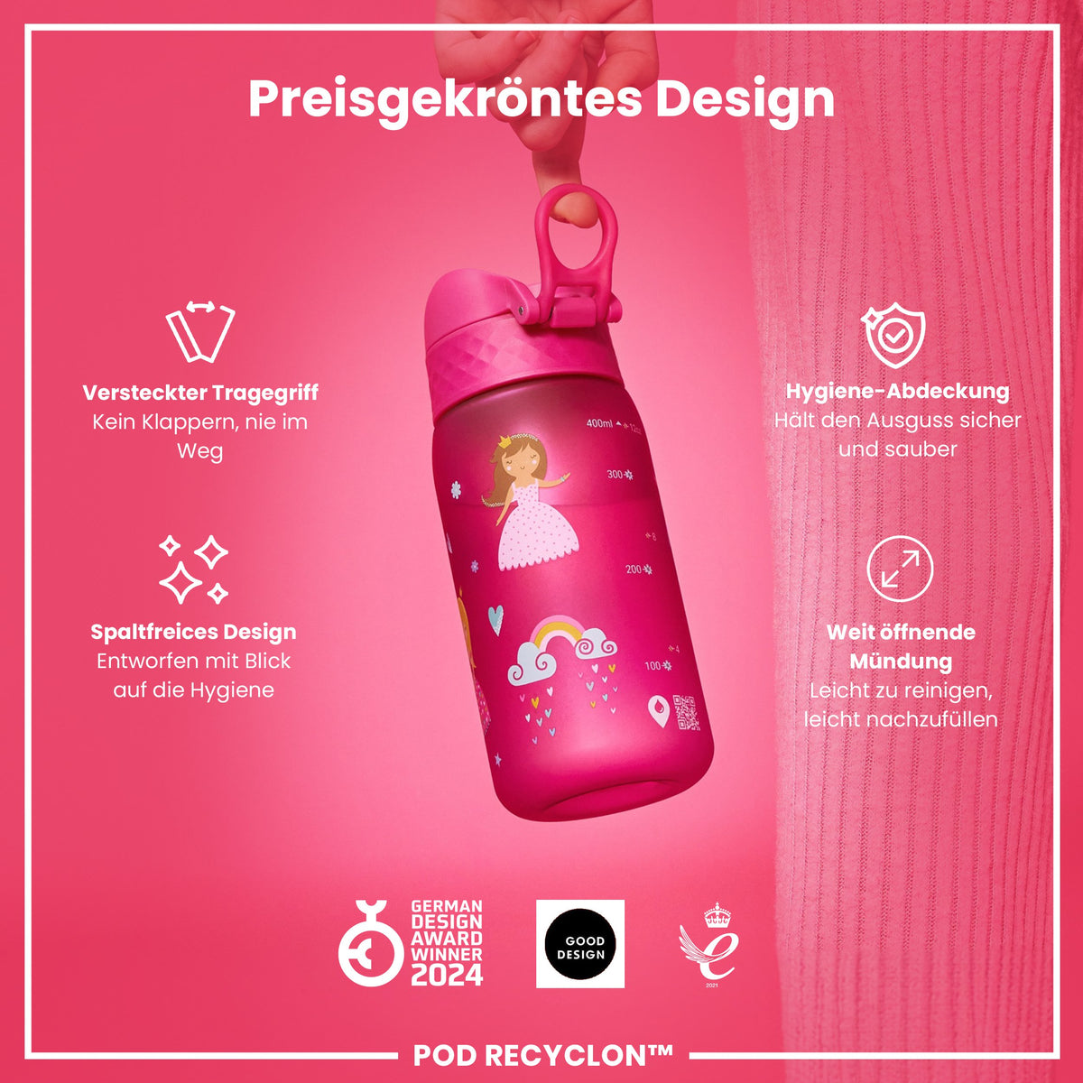 Recyclon Wasserflasche, Prinzessin, 350 ml