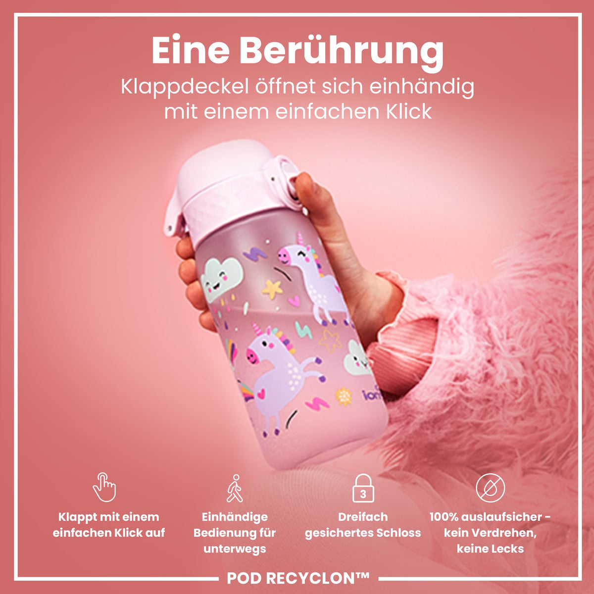 Recyclon Wasserflasche, Einhorn, 350 ml