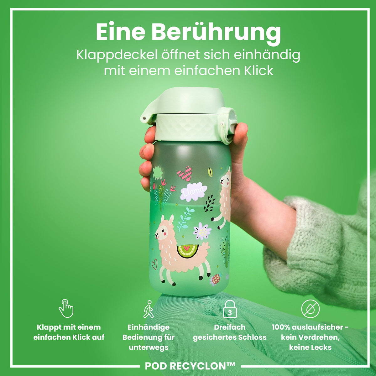 Recyclon Wasserflasche, Lamas, 350 ml